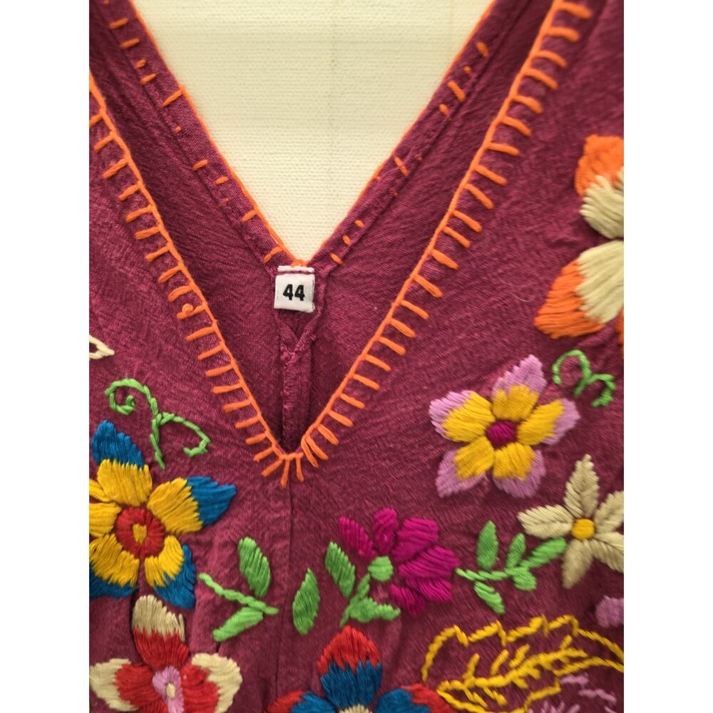 reserved Solei Womens Med/Large Mexico Embroidered Hot Pink Shift Dress - Picture 5 of 10